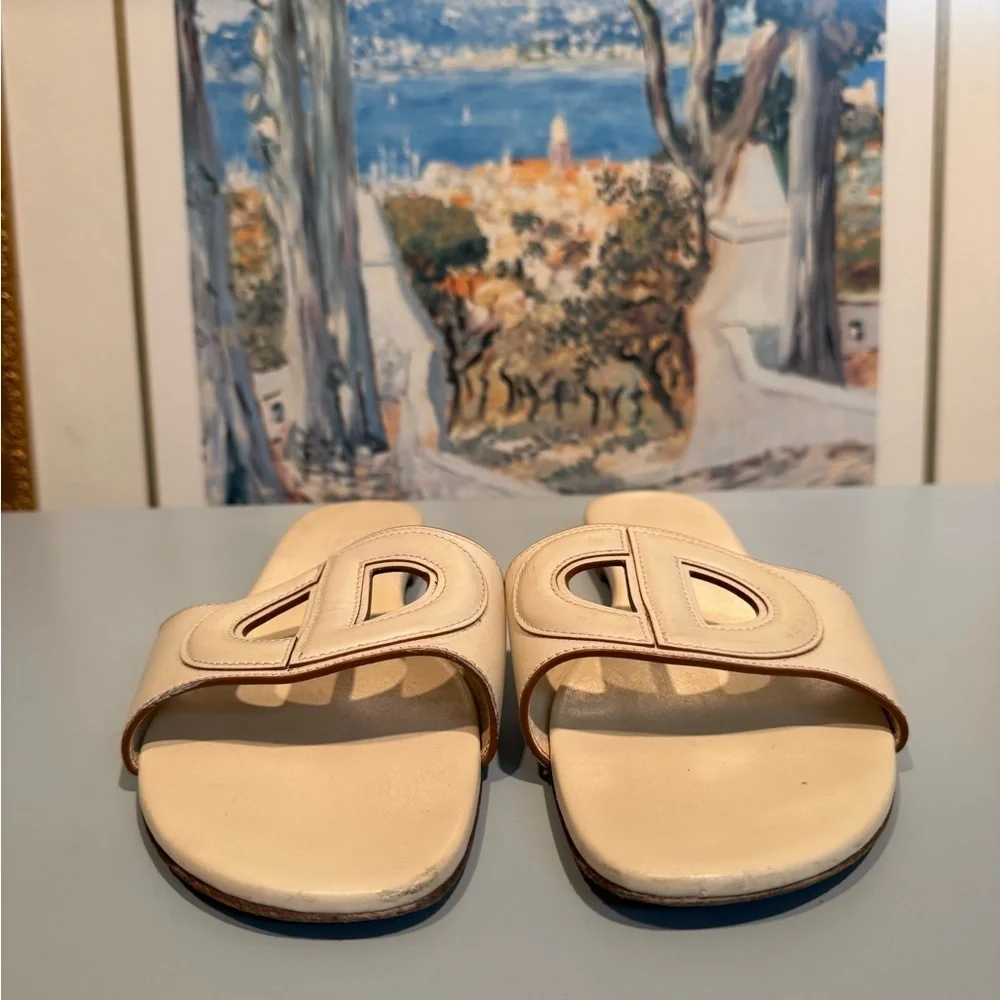 Authentic Cream/White Christian Dior sandals.